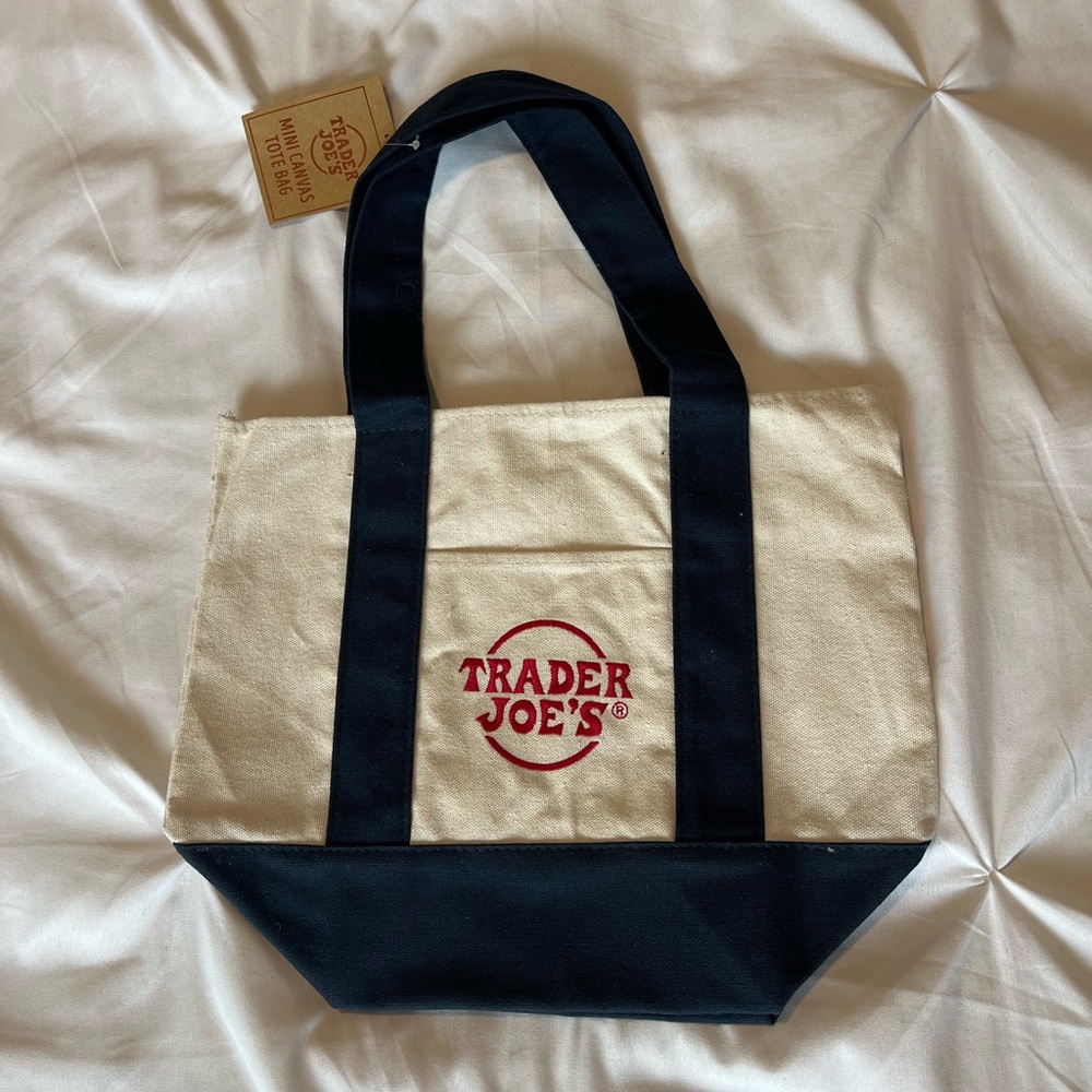 NWT Trader Joe’s Mini Canvas Tote Bag, Navy